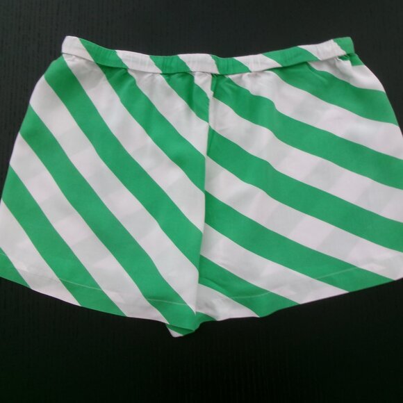 ASOS Kelly Green & White Striped Lightweight Drawstring Shorts High Waist 14 - Picture 5 of 8
